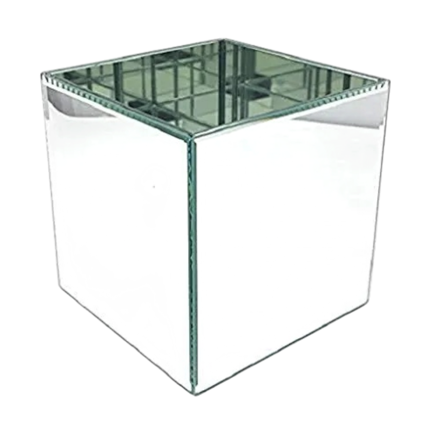 2 Pack 5” Mirror Glass Cube Vases | Beveled Edge Wedding Centerpieces | Reflective Floral Decor
