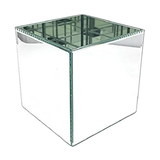 2 Pack 5” Mirror Glass Cube Vases | Beveled Edge Wedding Centerpieces | Reflective Floral Decor